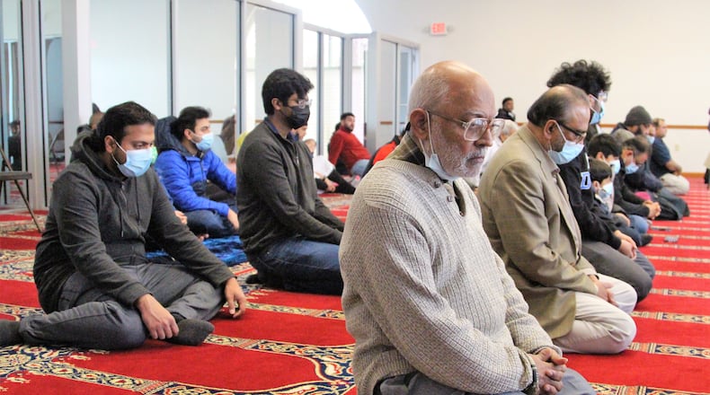 Local Muslims gather at Masjid Al-Madina in Springfield for a Friday afternoon prayer. Hasan Karim/Staff