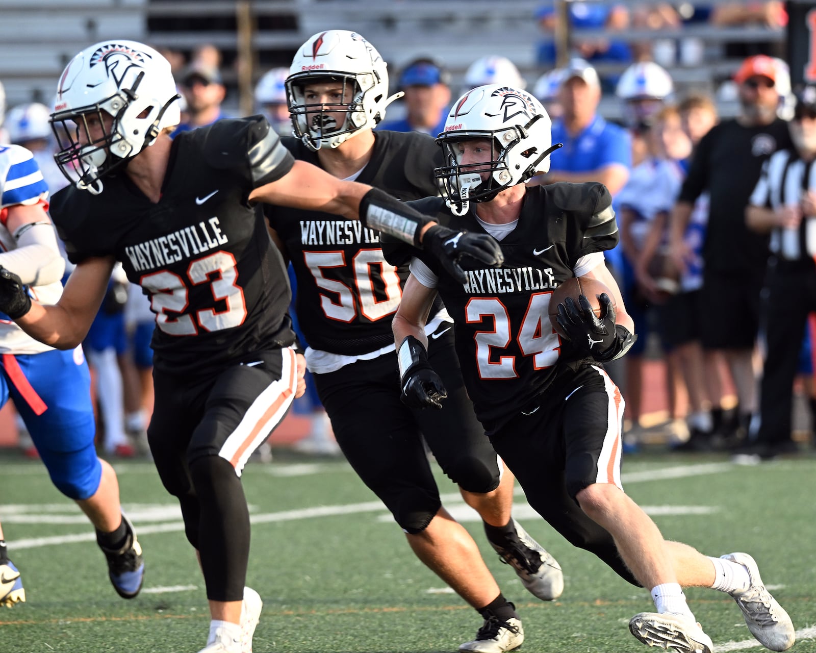 Waynesville's Chase Kazmierski (24) runs the ball during their 21-0 win against Greeneview 21-0 Friday, Aug. 29 at Spartan Field. NICK FALZERANO/CONTRIBUTED