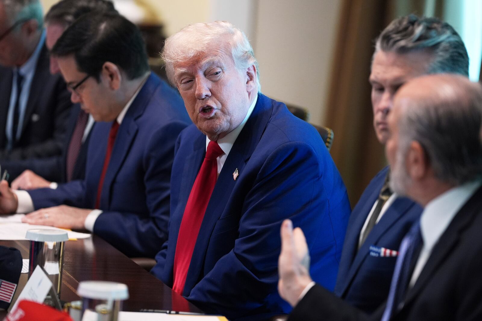President Donald Trump speaks during a cabinet meeting at the White House, Wednesday, April 30, 2025, in Washington. (AP Photo/Evan Vucci)