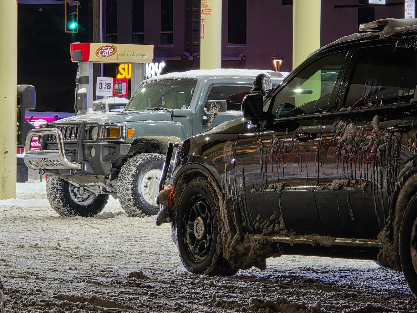 Police work in snowy weather