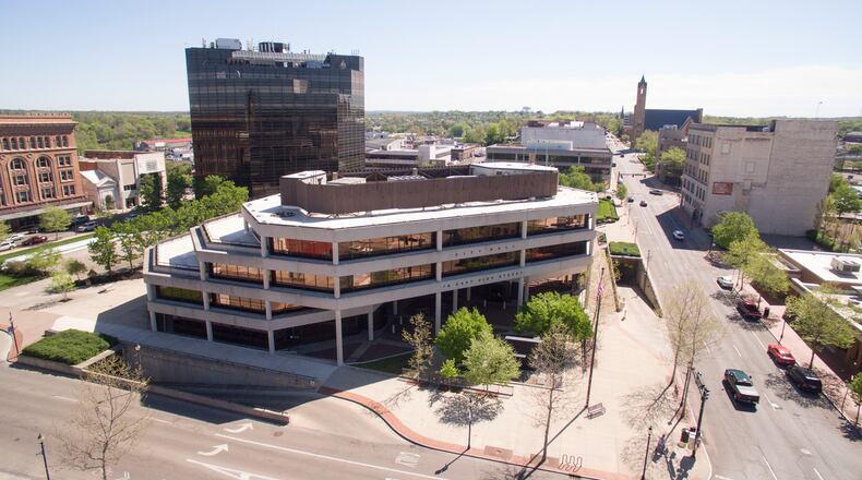 Aerial view of Springfield City Hall on April 24, 2017. TY GREENLEES / STAFF