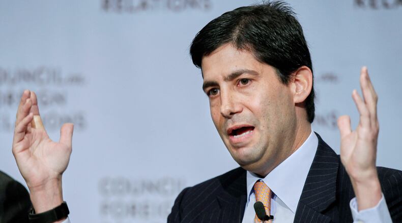 FILE - Kevin Warsh, visiting fellow at the Hoover Institution, speaks at the Council on Foreign Relations in a panel discussion on "Central Banking in an Age of Improvisation," Nov. 28, 2011 in New York. (AP Photo/Mark Lennihan, File)