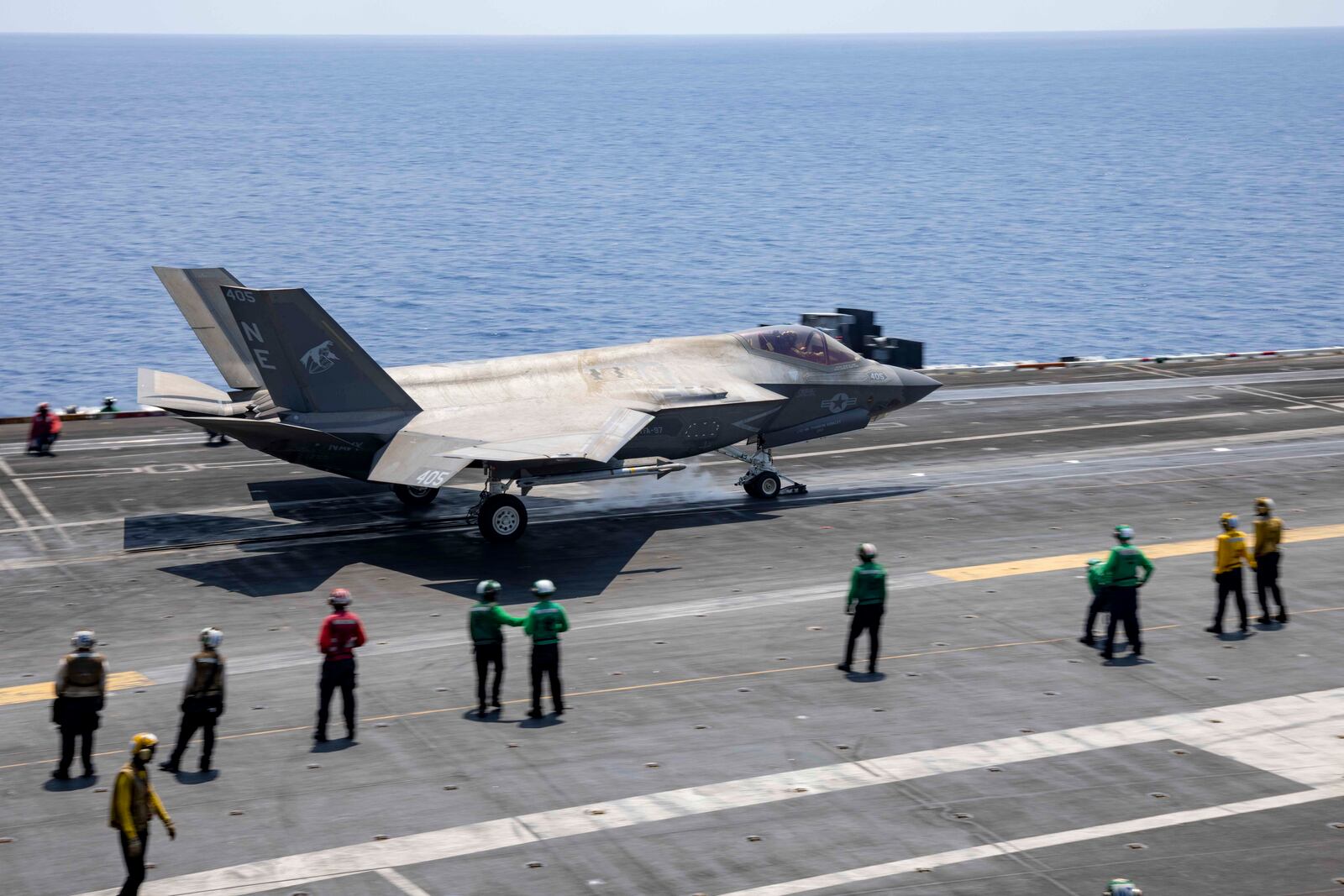 This photograph released by the U.S. Navy shows an F-35C Lightning II launch off the USS Carl Vinson aircraft carrier while operating in the Middle East on April 10, 2025. (Petty Officer 2nd Class Isaiah Goessl/U.S. Navy via AP)