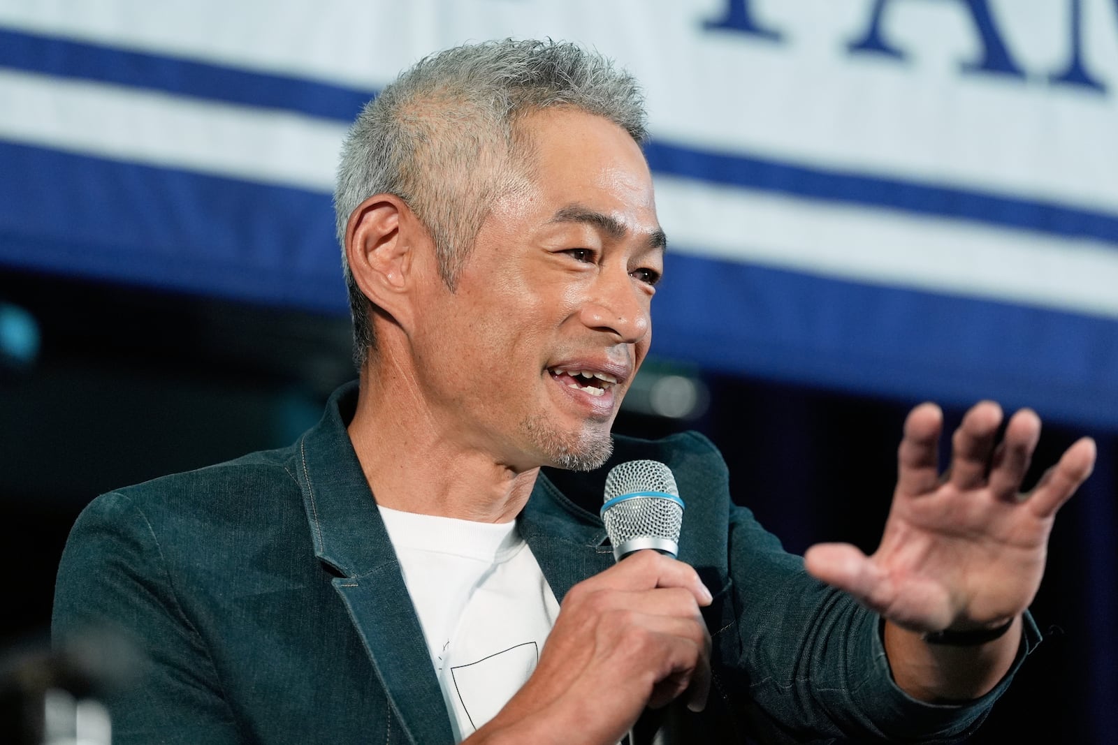 Baseball Hall of Fame inductee Ichiro Suzuki speaks to reporters during a news conference in Cooperstown, N.Y., Saturday, July 26, 2025. (AP Photo/Seth Wenig)