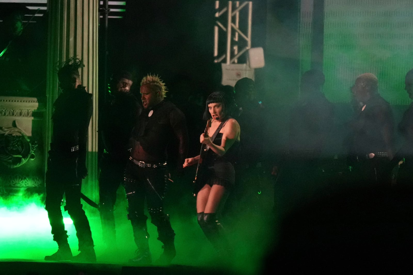 Lady Gaga performs during her free concert on Copacabana Beach in Rio de Janeiro, Saturday, May 3, 2025. (AP Photo/Silvia Izquierdo)