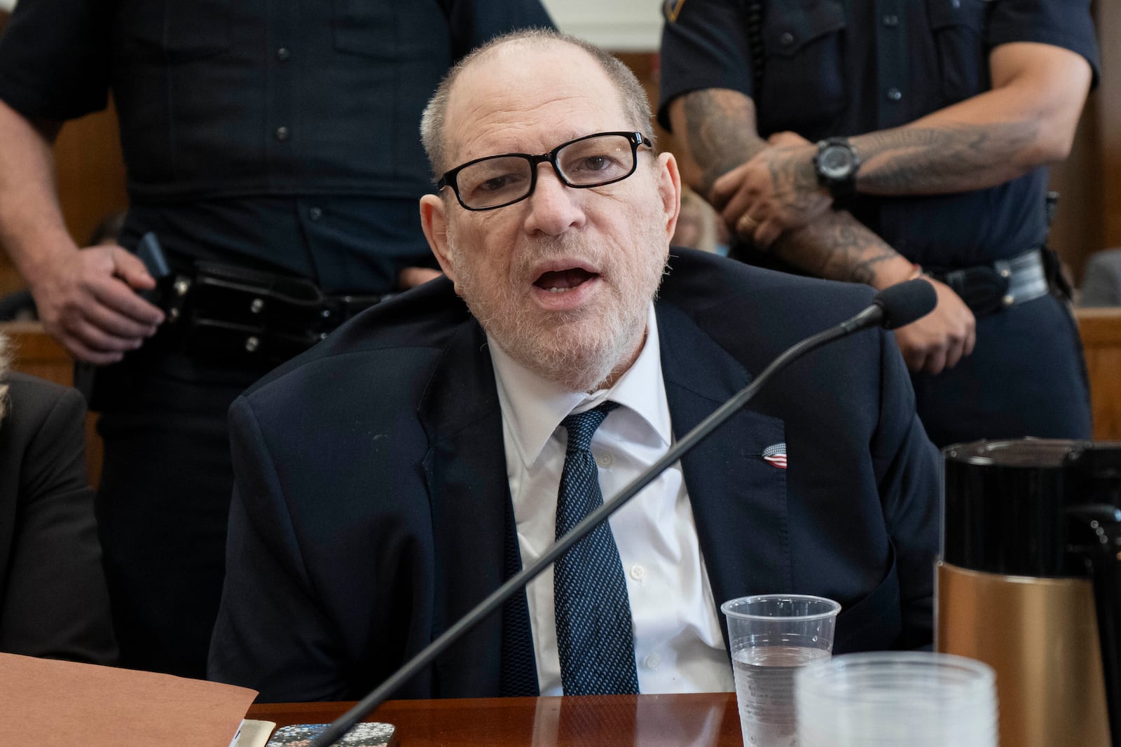 Harvey Weinstein appears in state court in Manhattan for his retrial on Thursday, May 8, 2025 in New York. (Steven Hirsch /New York Post via AP, Pool)