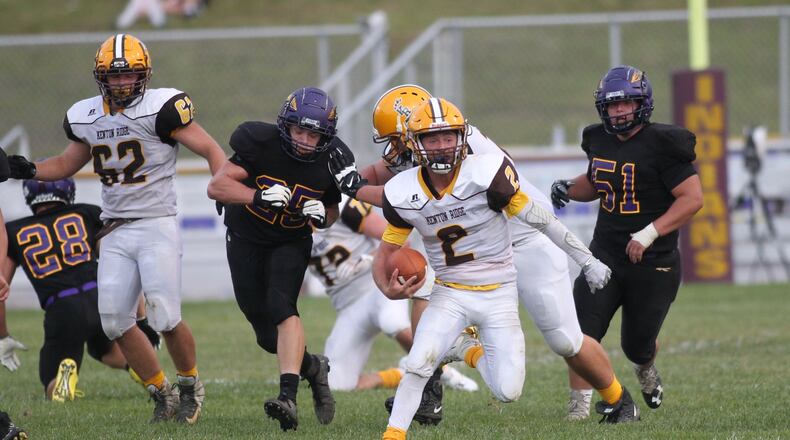 Kenton Ridge’s Dylan Lemen runs against Mechanicsburg on Friday, Aug. 30, 2019, at Mechanicsburg. David Jablonski/Staff