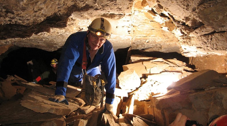 Caver Roger Brucker is pictured in Crystal Cave, which Floyd Collins discovered in 1917.
ROBERT SEXTON/CONTRIBUTED