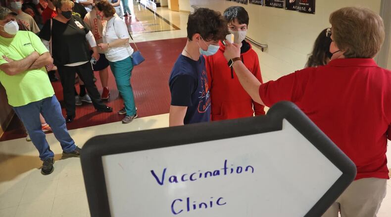 Clark County Combined Health District is holding 30 to 35 vaccination clinics per week like this one at Tecumseh High School in May to make the COVID-19 vaccine more accessible to residents.
