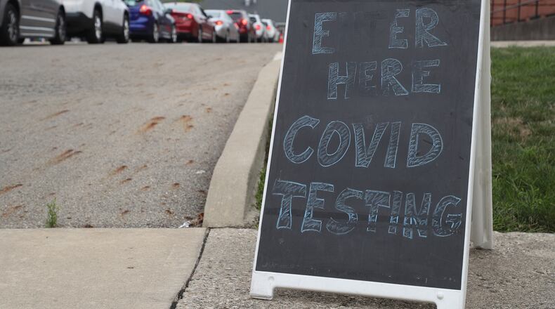 The Ohio Department of Health held a free pop-up COVID-19 testing clinic at the Rocking Horse Center in Springfield Tuesday evening. BILL LACKEY/STAFF