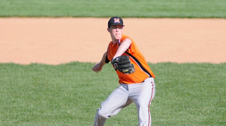 Minster's Adam Niemeyer (6-3, 190) will play baseball at Ohio State. He s batting .552 with 14 runs and 10 RBI. On the mound he s 2-0 with 17 Ks and one walk.