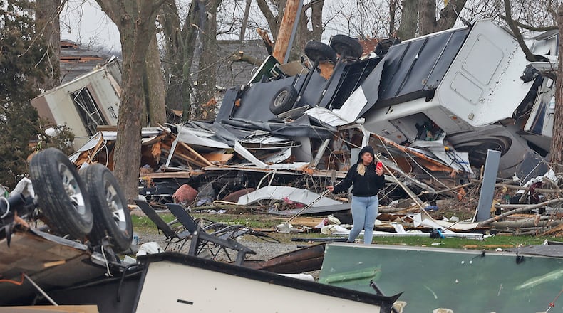 Tornado damage in Lakeview Friday, March 15, 2024. BILL LACKEY/STAFF