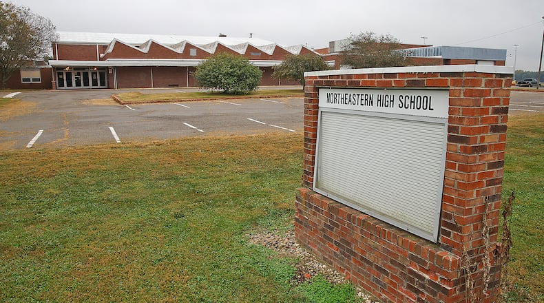 The former Northeastern High School on Thursday, Sept. 28, 2023. Officials plan to demolish it. BILL LACKEY/STAFF