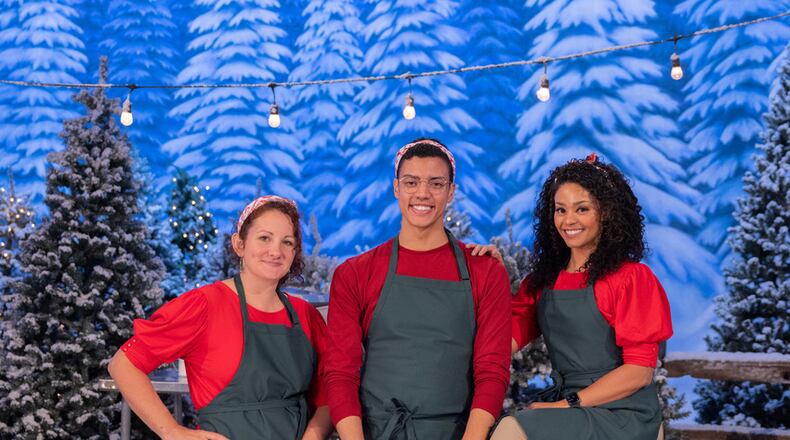 Dayton resident Becky Beverly (left), the owner of Icing On Top — Becky’s Cakes, is a contestant on Food Network’s “Holiday Wars,” premiering Sunday, Nov. 5 at 9 p.m. She is joined by teammates (left to right) Aaron Davis and Nayara Ranieri (FOOD NETWORK)