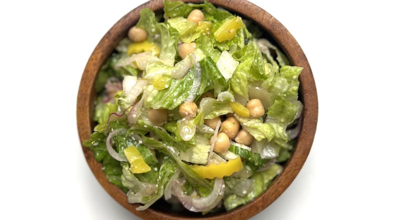 If properly stored, the Crunchy Chickpea Salad with Banana Peppers keeps for several hours, making it a perfect candidate for packing. It’s also great folded into a tortilla with some avocado. WHITNEY KLING/CONTRIBUTED