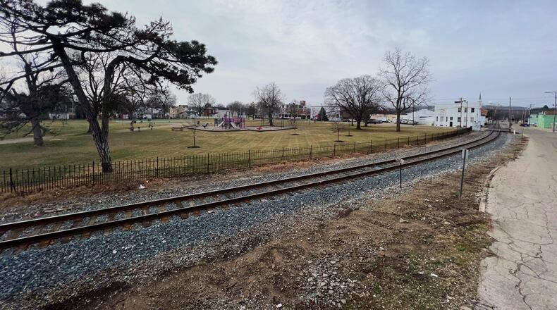 This is a location of a possible Amtrak station platform in Hamilton, at the city's Symmes Park south of the downtown area. NICK GRAHAM/STAFF