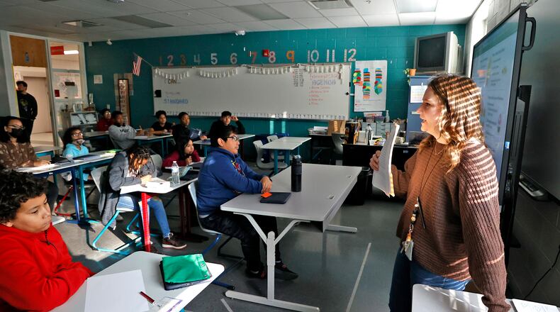 Katelyn King, a 7th grade teacher at Hayward Middle School, is an Excellence in Teaching Award winner. BILL LACKEY/STAFF