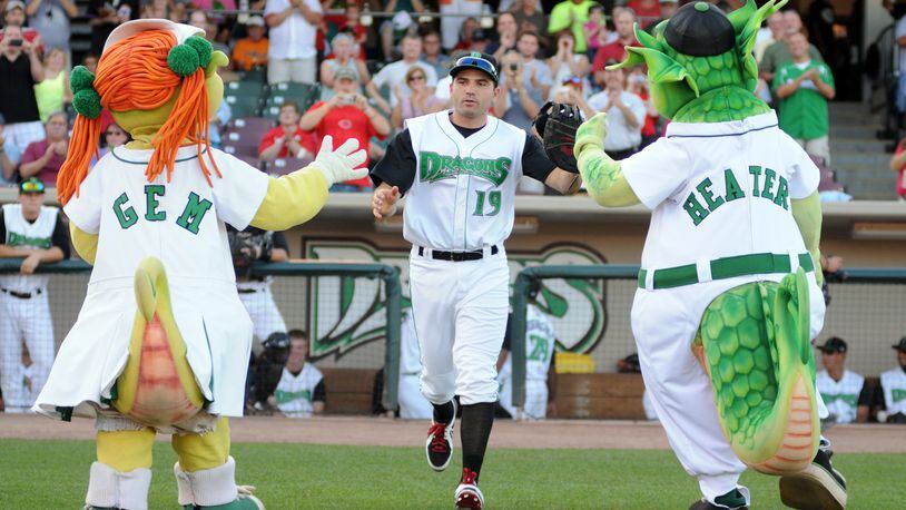 Joey Votto on a rehab assignment with the Dayton Dragons on Tuesday, Aug. 28, 2012. Contributed photo by Nick Falzerano