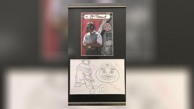 Former Ohio State football coach Jim Tressel has contributed a drawing to be auctioned as part of the Champaign Arts Council’s annual “Bad Art by Good People” fundraiser. CONTRIBUTED