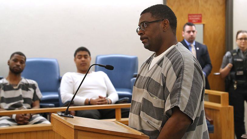 Damon McClendon is arraigned in Clark County Municipal Court on bank robbery charges Thursday. BILL LACKEY/STAFF