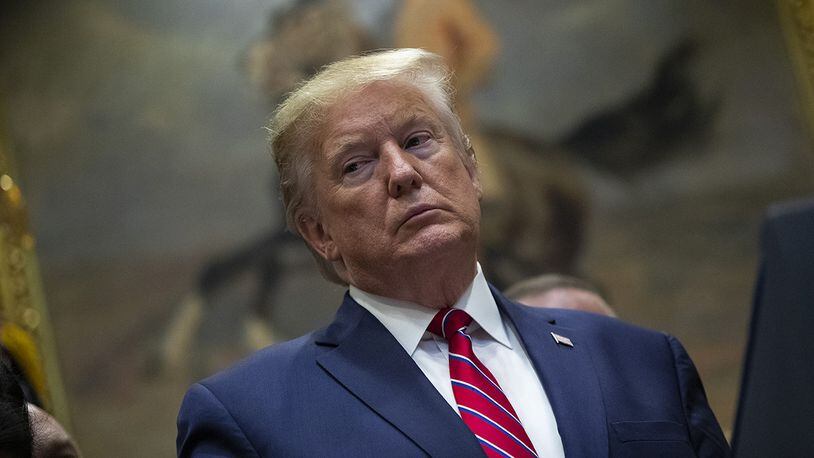 President Donald Trump pauses during an event on healthcare prices in the Roosevelt Room of the White House, Friday, Nov. 15, 2019, in Washington.