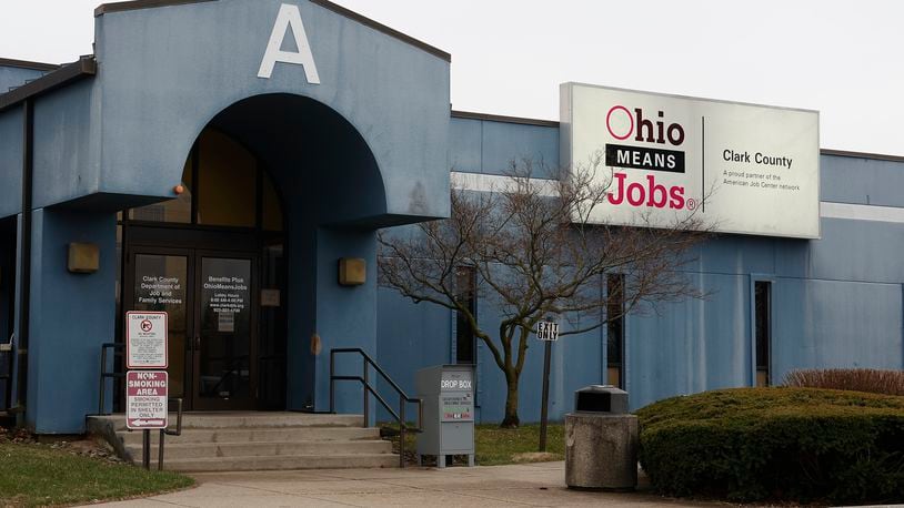 The Ohio Means Jobs Clark County office Wednesday, March 22, 2023.  BILL LACKEY/STAFF