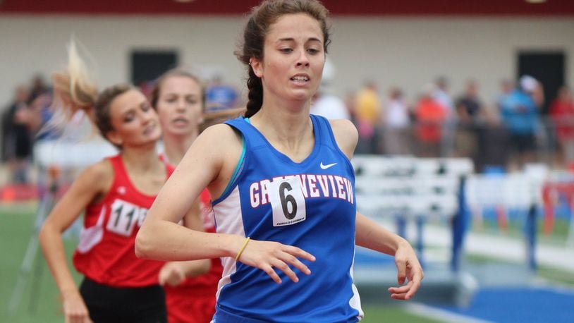 Greeneview senior Ocean Morris went from sixth to first in the final turn to win the 800-meter run at the Division II regional championships Saturday at Piqua High School to qualify for the state meet. GREG BILLING / CONTRIBUTED