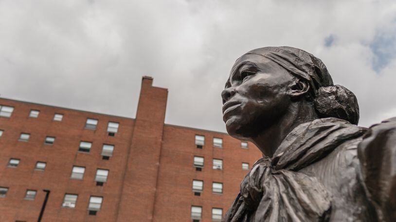 Close-up of Harriet Tubman Statue in Boston's South End neighborhood. Tubman was an African-American abolitionist.