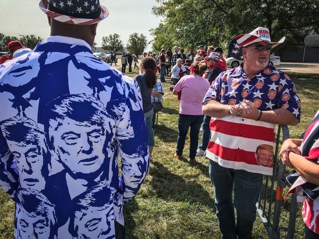 Trump supporters lineup outside near Dayton International Airport