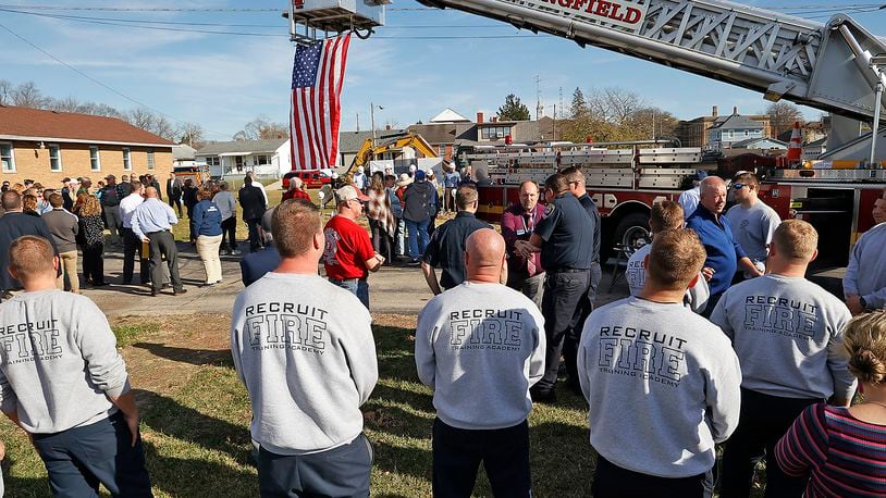 The City of Springfield held a groundbreaking for the new 16,221-square foot fire station on South Limestone Street on Nov. 9, 2022. BILL LACKEY/STAFF