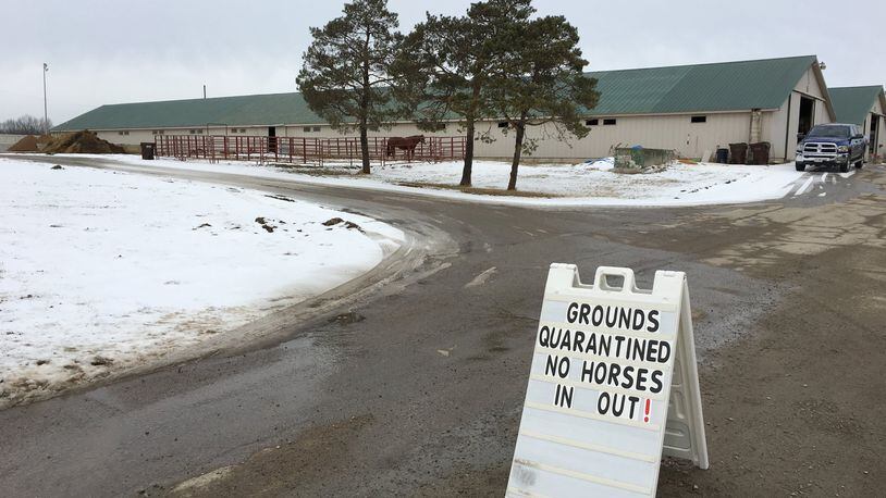 About 450 horses stabled at the Warren County Fairgrounds are under a quarantine, one of six around the state, declared by the Ohio Department of Agriculture.