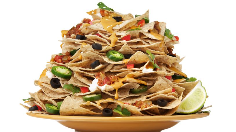 A plate of nachos (not Bon Appétit’s 50-ingredient nacho recipe.)