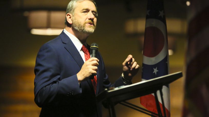 Ohio Auditor of State Dave Yost speaks during the annual Butler County Republican Party Lincoln Day Dinner held at the Oscar Events Center, Friday, May 15, 2015. GREG LYNCH / STAFF