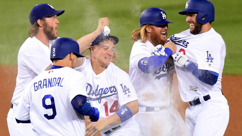 The Dodgers celebrated after clinching their first World Series berth since 1988.