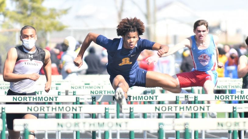 Springfield's Jonathon Richardson won the 110-meter hurdles at the Jack Lintz Invitational Saturday at Northmont High School. Greg Billing/CONTRIBUTED