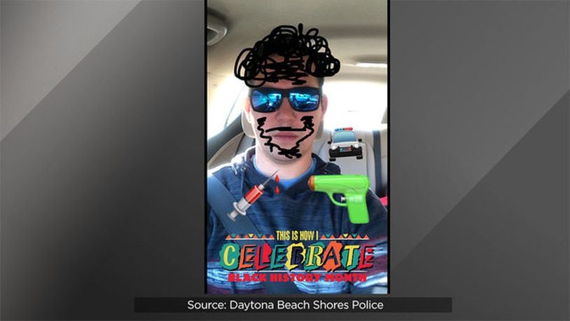 A racially insensitive Snapchat photograph was sent by a Daytona Beach Shores public safety officer in February,