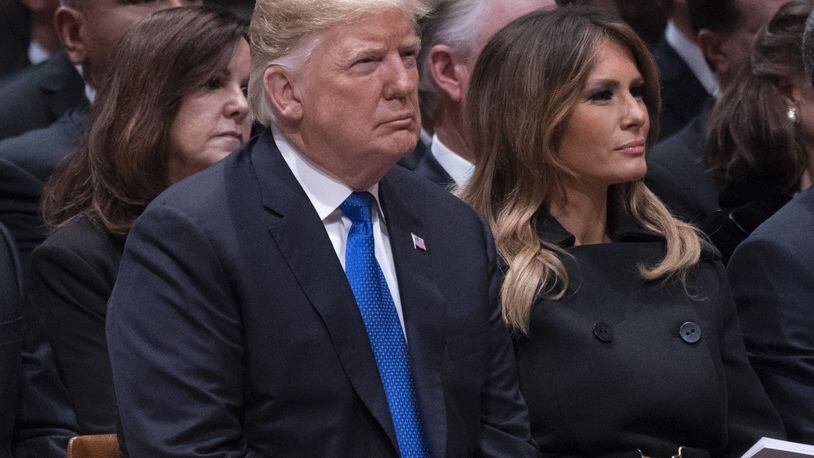President Donald J. Trump and First Lady Melania Trump at the memorial service of former President George H.W. Bush at the National Cathedral. With congressional schedules backed up because of the funeral, confirmation votes on Trump’s picks for the 6th Circuit Court of Appeals in Cincinnati have been delayed. (Photo by Chris Kleponis-Pool/Getty Images)