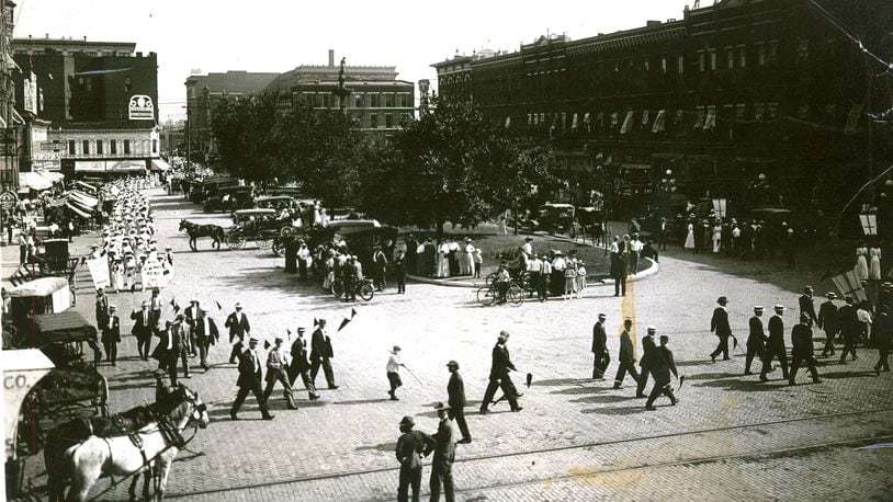 On August 26, 1920, the 19th Amendment to the Constituted was formally certified as law, finally granting women the right to vote. Women across the country fought hard for the right to vote and women in this county were no different! This photograph from before 1915 shows suffragettes (and their supporters) marching through downtown Springfield around the Esplanade demanding their voting rights. Photo Courtesy of the Clark County Historical Society