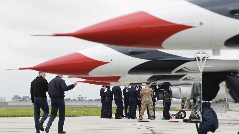 Air Force Thunderbirds arrive at Dayton International Airport for this weekend’s Air Show. Photo by Ty Greenlees.