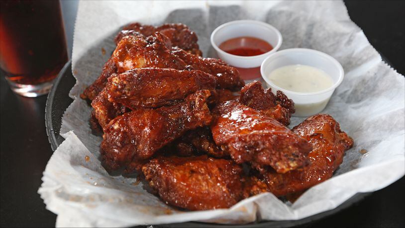 Sweet and spicy chicken wings at Station 1. Bill Lackey/Staff