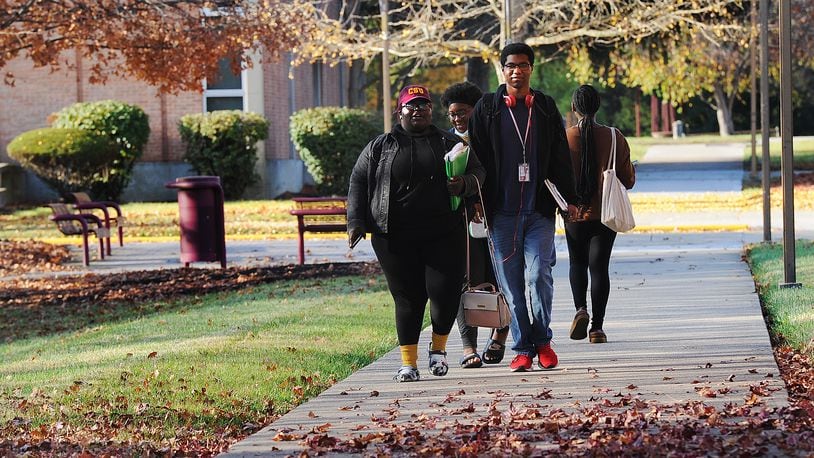 Students going to classes on the campus of Central State University Monday Nov. 4, 2022. MARSHALL GORBY\STAFF