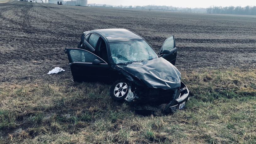 A crash in Champaign County sent a woman to the hospital Thursday morning.